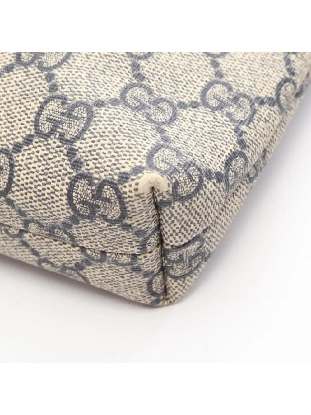 Gucci Shoulder Bag GG Supreme Beige Navy Canvas Leather
